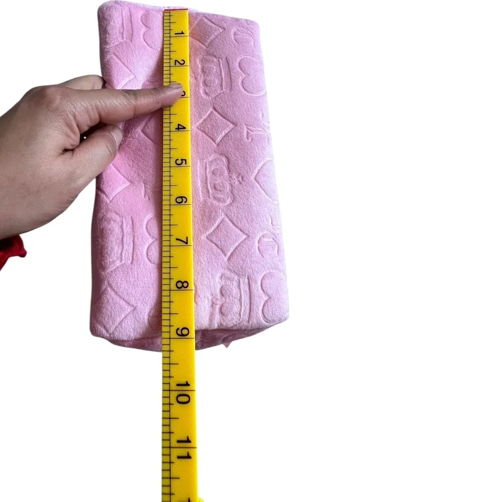 Juicy Couture Pink Velour‎ Embossed Heart Crown Travel Cosmetic Makeup Bag NWT